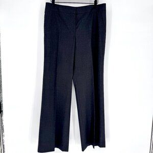 Lafayette 148 NY Womens Charcoal Gray Wide Leg Virgin Wool Trouser Pants 8